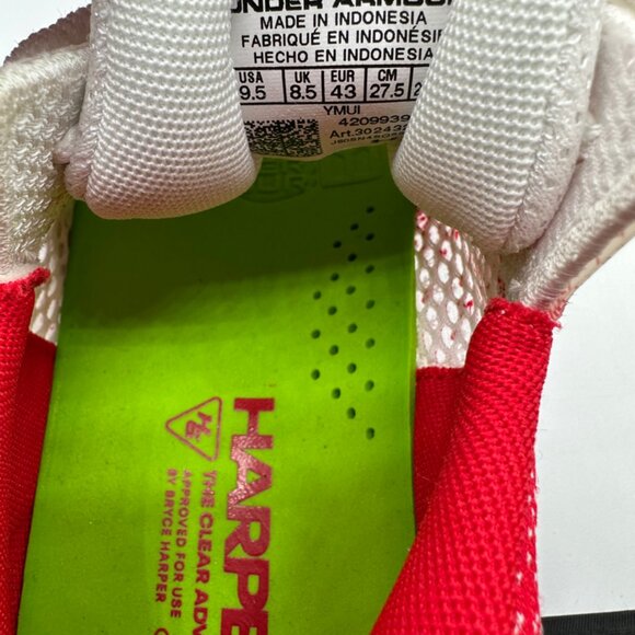 Under Amour Harper 6 Elite TPU “White Red” size 9.5 men’s - Picture 6 of 6
